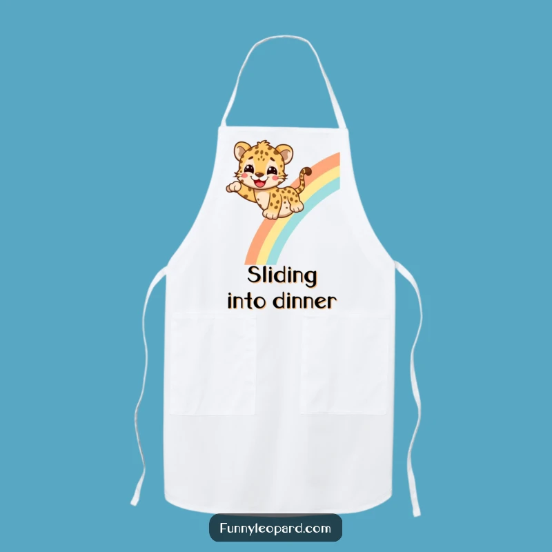 Funny Leopard Rainbow Apron - Cheerful Kitchen Fun & Gift!