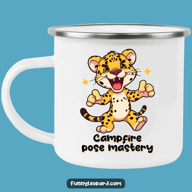 Funny Dynamic Leopard Pose Camping Mug: Adventure Fuel