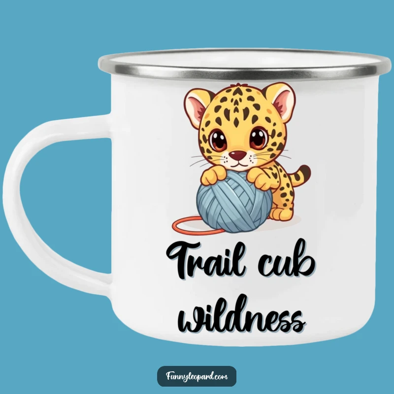 Funny Leopard Cub Yarn Camping Mug - Adventure Fuel with Playful Paws