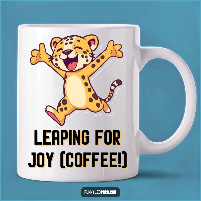 Funny Leopard Leap Mug: Energetic & Joyful Gift Idea!