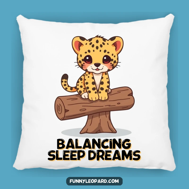 Funny Leopard Cub Balancing Log Pillow: Cozy Decor Accent