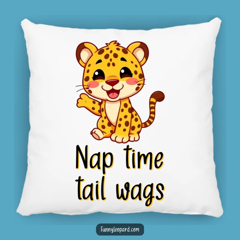 Funny Happy Leopard Tail Wag Pillow: Cozy Joy Accent