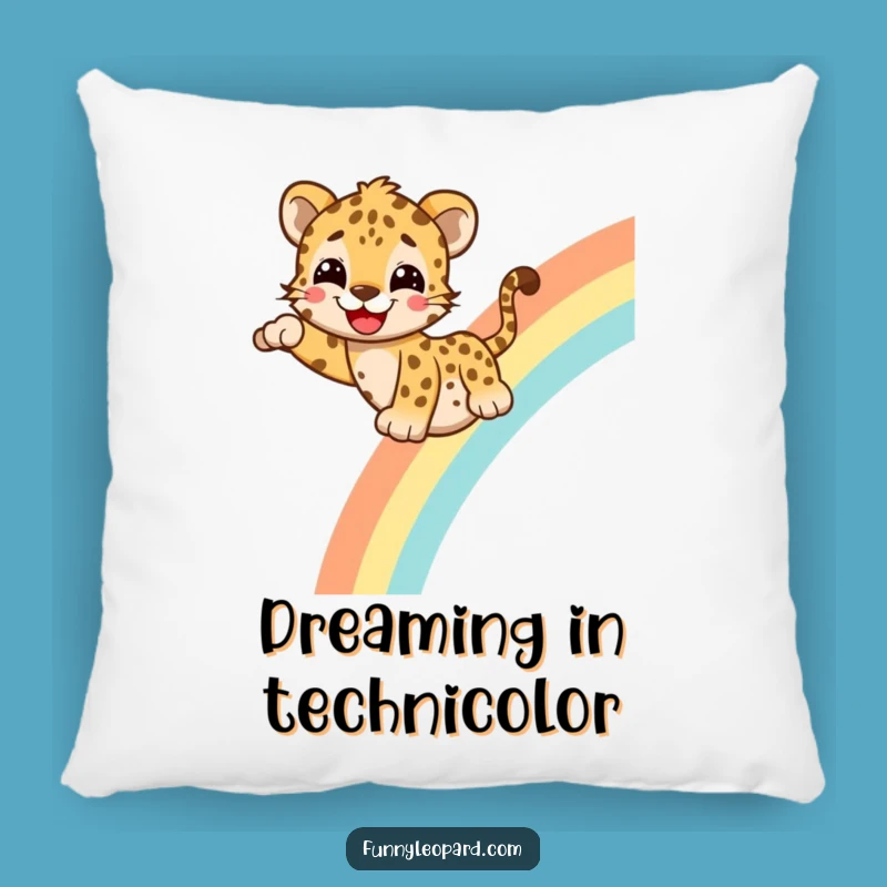 Funny Leopard Rainbow Pillow - Cozy Cheerful Accent & Gift!