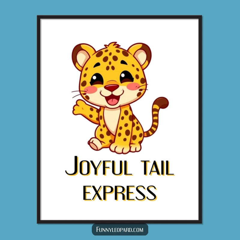 Funny Happy Leopard Tail Wag Digital Print: Instant Joyful Decor