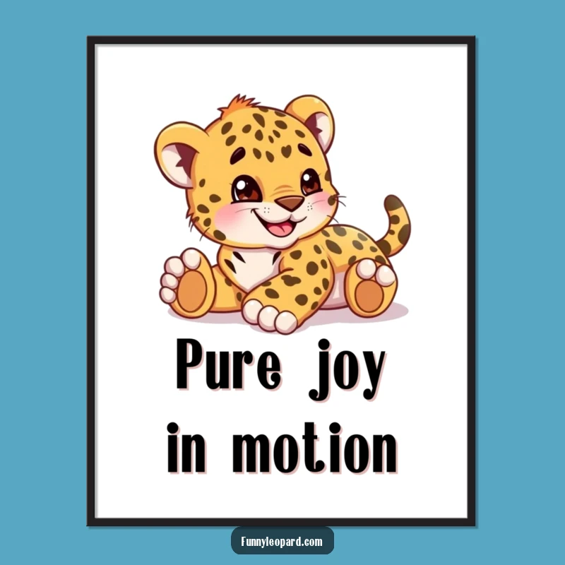 Funny Leopard Cub Rolling Digital Print: Instant Joy!