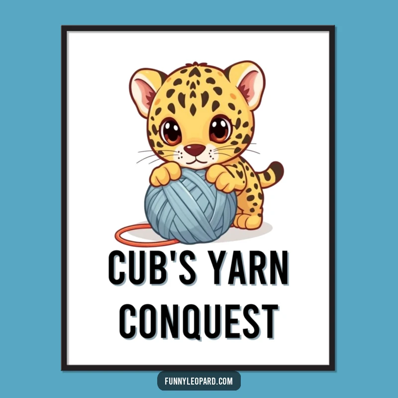 Funny Leopard Cub Yarn Digital Print - Instant Cute Wall Decor
