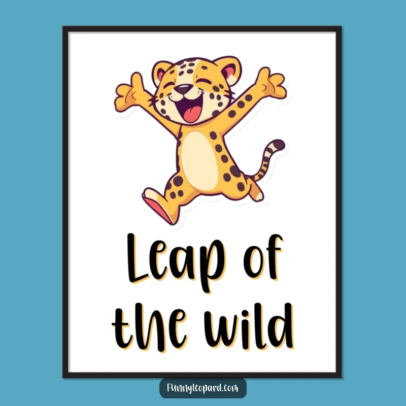 Funny Leopard Leap Digital Print: Instant Dynamic Art!