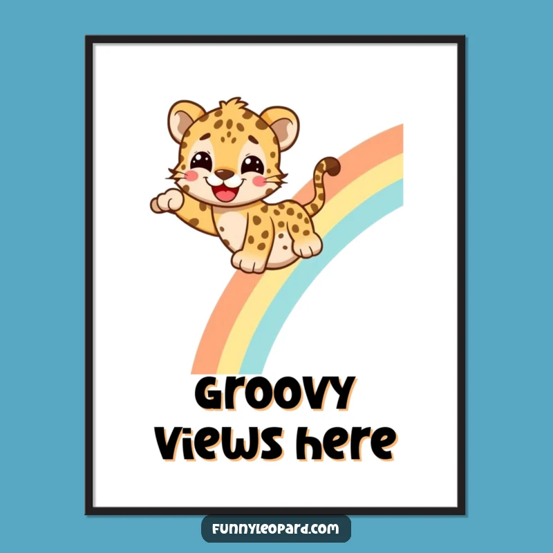 Funny Leopard Rainbow Digital Art - Cheerful Decor & Instant Gift!