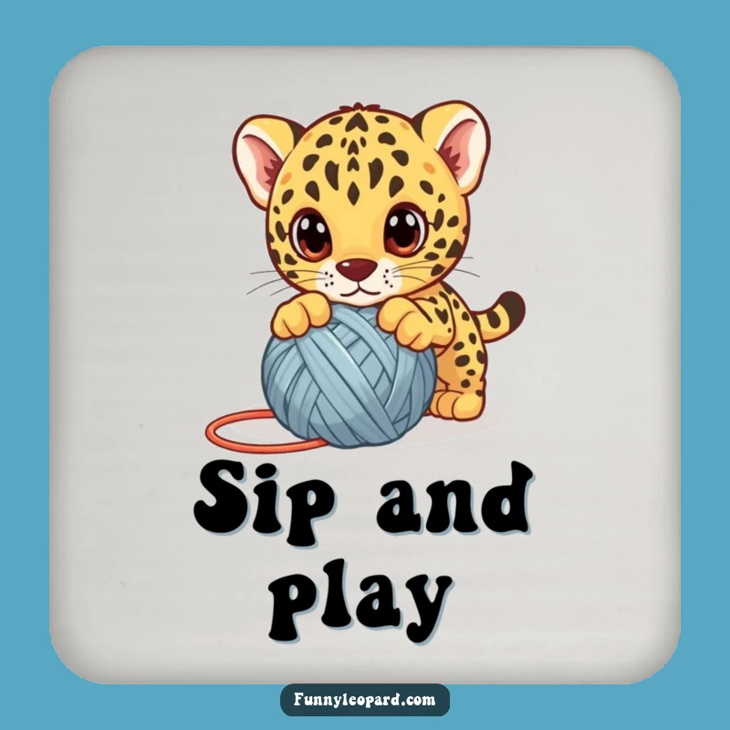 Funny Leopard Cub Yarn Coaster - Protect Surfaces with Playful Charm