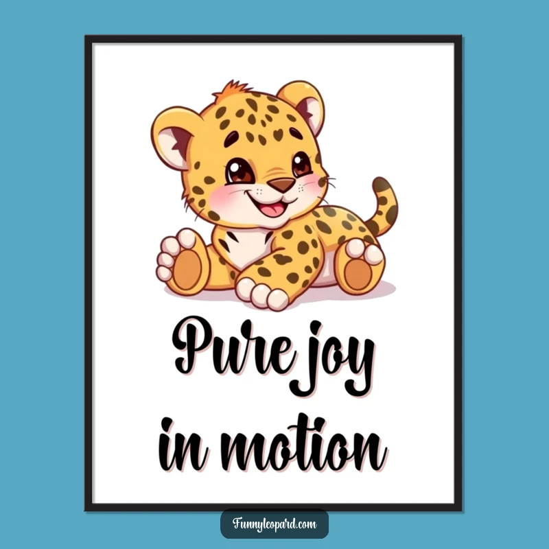 Funny Leopard Cub Rolling Poster: Wall Art Fun!