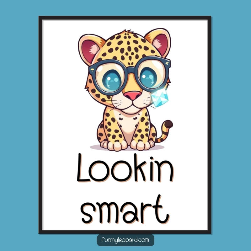 Funny Leopard Glasses Poster - Whimsical Art & Curious Gift!