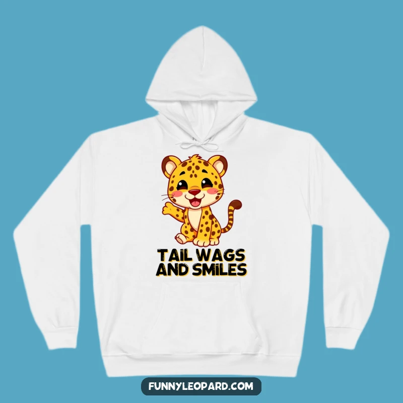 Cozy Funny Happy Leopard Tail Wag Hoodie: Warm Joy Gift