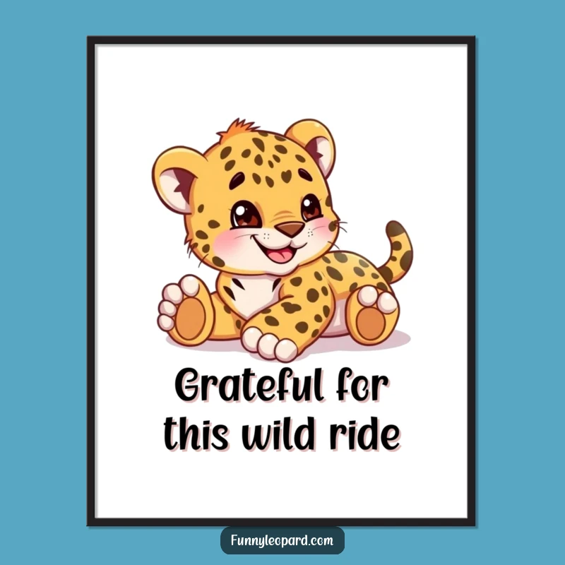Free Printable Wall Art: Rolling Leopard Cub Funny Downloadable Art for Playful Spaces