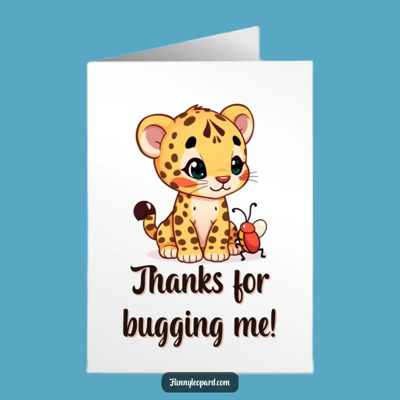 Free Printable Thank You Card: Curious Leopard Cub Funny Downloadable Gift
