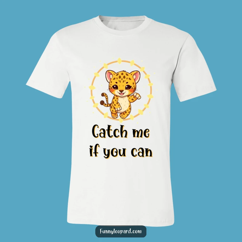 Funny Leopard Cub Fireflies T-Shirt - Playful & Magical Gift!