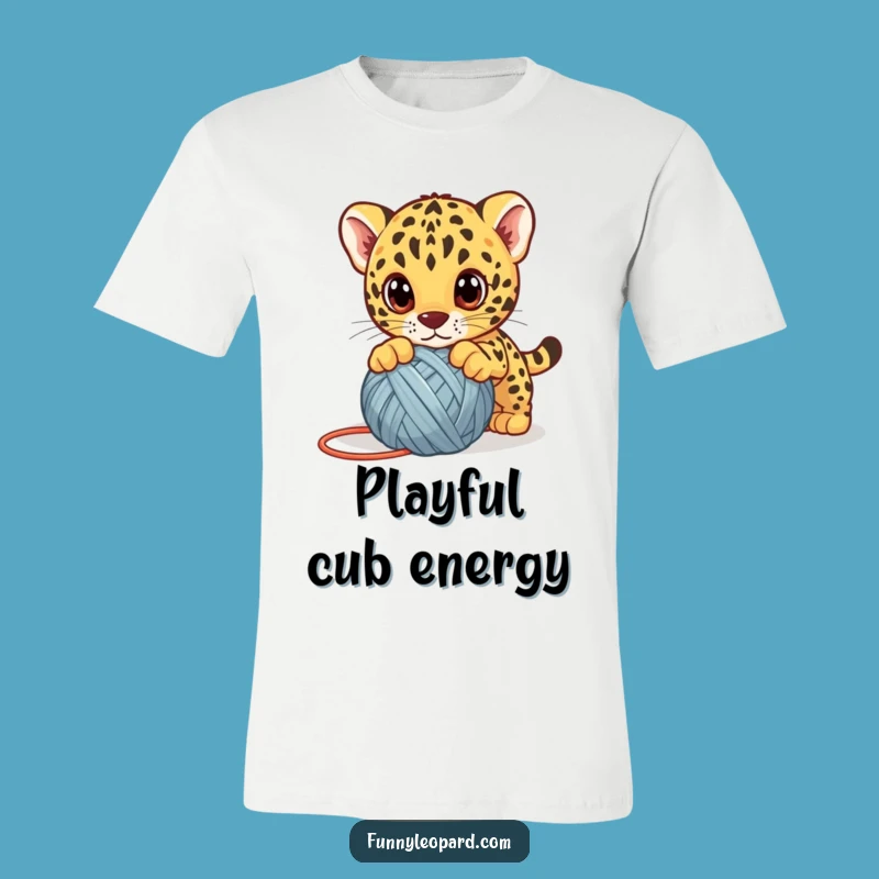Funny Leopard Cub Yarn Tee - Playful Kitten Shirt for Animal Enthusiasts