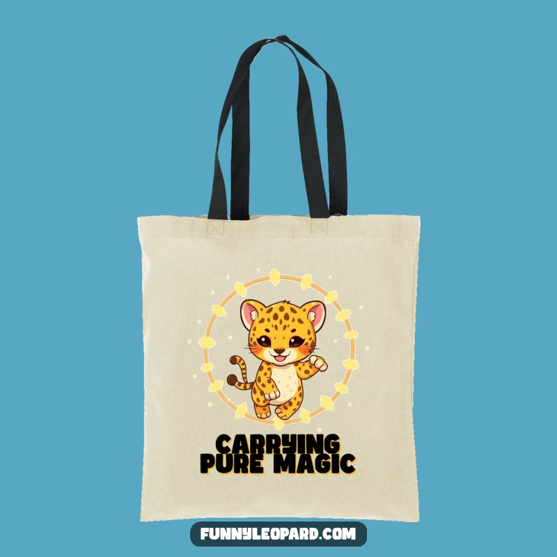 Funny Leopard Cub Fireflies Tote Bag - Playful & Magical Gift!