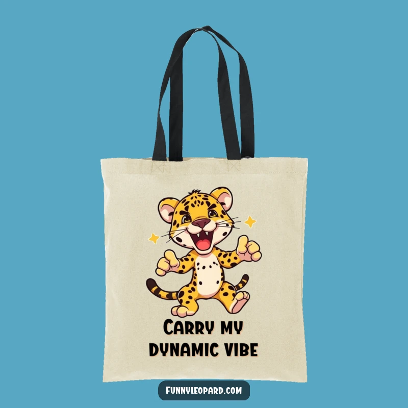 Funny Dynamic Leopard Pose Tote Bag: Carry Your Power
